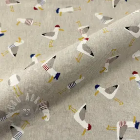 Sisustuskangas Linenlook premium Seagull dress up
