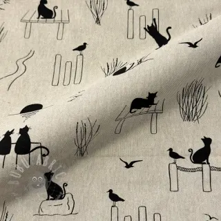 Sisustuskangas Linenlook premium Cat Sea Life
