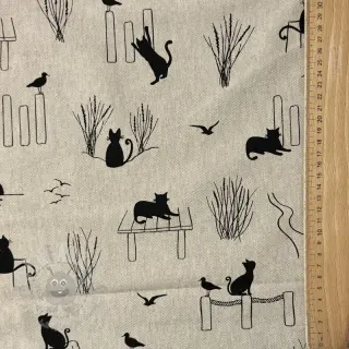 Sisustuskangas Linenlook premium Cat Sea Life