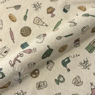 Sisustuskangas Linenlook premium Bake Off Doodle
