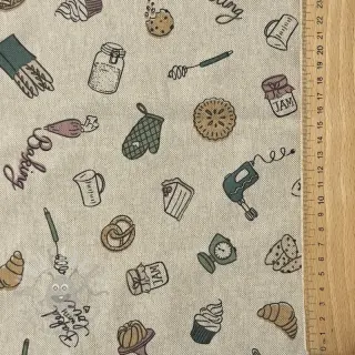 Sisustuskangas Linenlook premium Bake Off Doodle