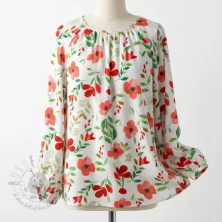 Viskoosi RADIANCE Flowers Conie red digital print