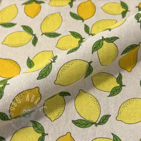 Sisustuskangas Linenlook premium Sunny Lemon Fruit