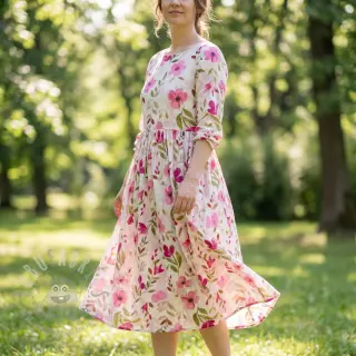 Viskoosi RADIANCE Flowers Conie pink digital print