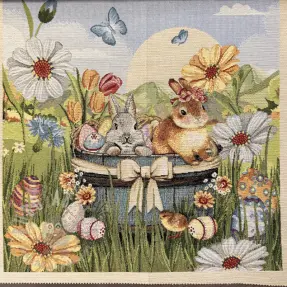 Sisustuskangas GOBELIN PREMIUM Floral Easter Bunny PANEL