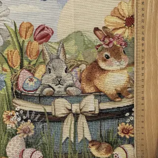 Sisustuskangas GOBELIN PREMIUM Floral Easter Bunny PANEL