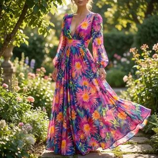 Viskoosi SATIN Flowers Danna digital print