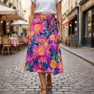Viskoosi SATIN Flowers Danna digital print