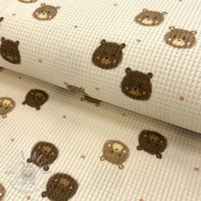 Puuvilla vohvelisidoksella Bears digital print
