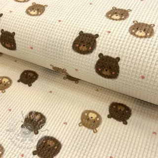 Puuvilla vohvelisidoksella Bears digital print