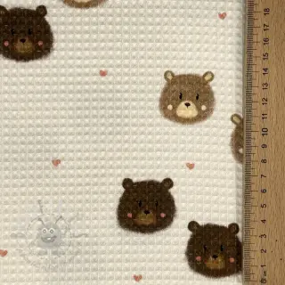Puuvilla vohvelisidoksella Bears digital print