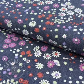 Puuvillakangas JEANS Flowers