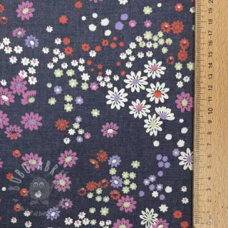 Puuvillakangas JEANS Flowers
