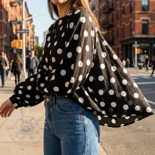 Viskoosi RADIANCE Polka BIG dot black
