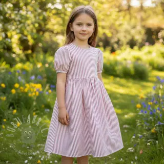 Kaksinkertainen harsokangas/musliini YARN DYED Summer stripe rose