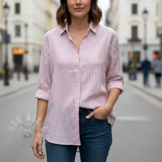 Kaksinkertainen harsokangas/musliini YARN DYED Summer stripe rose