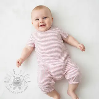 Kaksinkertainen harsokangas/musliini YARN DYED Summer stripe rose