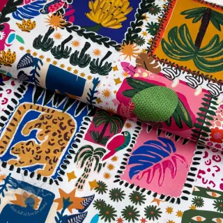 Puuvillakangas SATIN Summer patchwork digital print