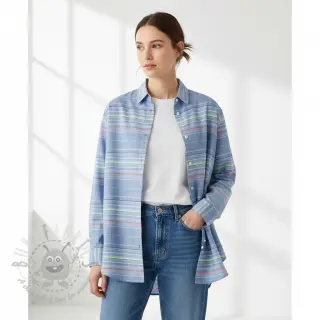 Puuvillakangas YARN DYED NEON Stripe summer