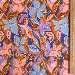 Puuvillakangas VISCOSE Flowers dark petrol