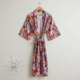 Puuvillakangas VISCOSE Flowers dark petrol