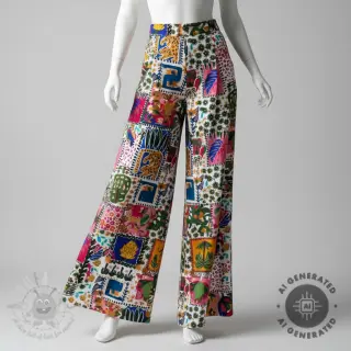 Puuvillakangas SATIN Summer patchwork digital print