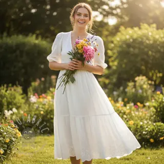 Kaksinkertainen harsokangas/musliini BORDER Helene white