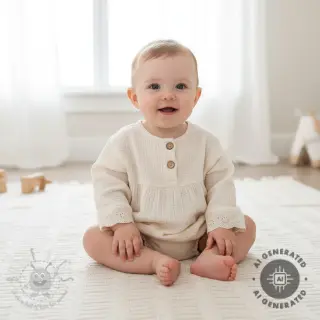 Kaksinkertainen harsokangas/musliini BORDER Helene natural