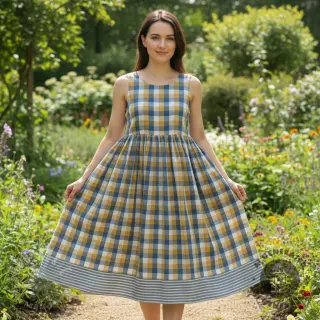 Kaksinkertainen harsokangas/musliini DOUBLE SIDED Summer Check