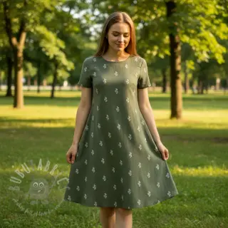 Kaksinkertainen harsokangas/musliini EMBROIDERY Cactus green