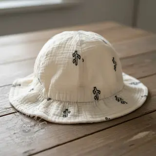 Kaksinkertainen harsokangas/musliini EMBROIDERY Cactus SIMPLY NATURAL