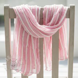 Kaksinkertainen harsokangas/musliini YARN DYED Stripe in stripe pink