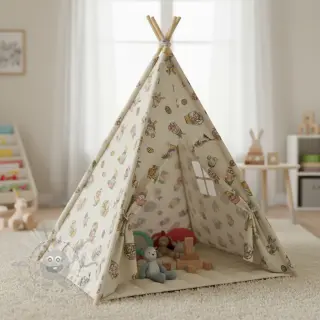 Sisustuskangas Linenlook Tomte Easter Egg digital print