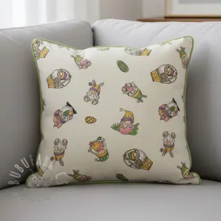 Sisustuskangas Linenlook Tomte Easter Egg digital print