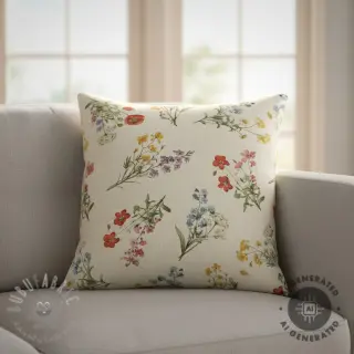 Sisustuskangas Linenlook Delicate Floral Field digital print
