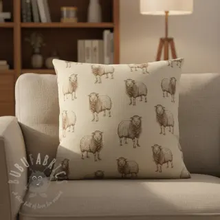 Sisustuskangas Linenlook Pen Drawing Sheep digital print