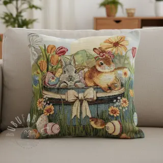 Sisustuskangas GOBELIN PREMIUM Floral Easter Bunny PANEL