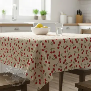 Sisustuskangas Linenlook premium Cherry Happy Joy