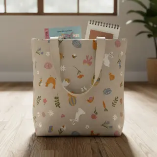 Dekoračná látka Linenlook premium Easter Doodle Icon