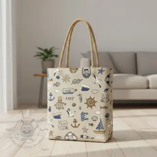 Sisustuskangas Linenlook premium Nautical Doodle