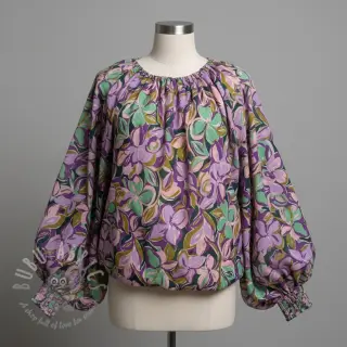 Puuvillakangas VISCOSE Flowers cobalt