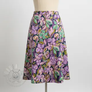 Puuvillakangas VISCOSE Flowers cobalt