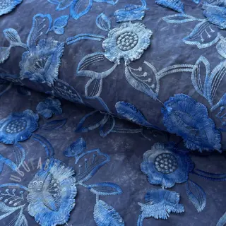 Puuvillakangas TIE DYE EMBROIDERY Flora design B