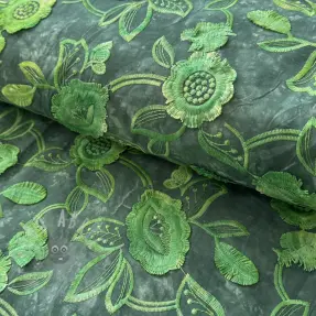 Puuvillakangas TIE DYE EMBROIDERY Flora design A