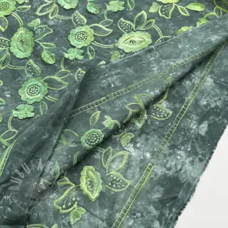 Puuvillakangas TIE DYE EMBROIDERY Flora design Ja
