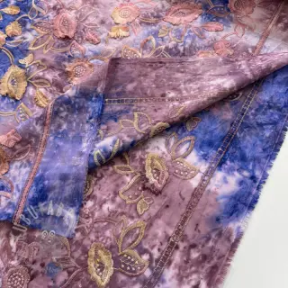 Puuvillakangas TIE DYE EMBROIDERY Flora design C