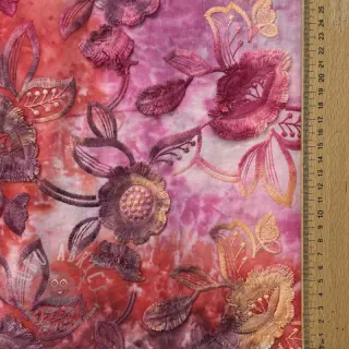 Puuvillakangas TIE DYE EMBROIDERY Flora design D