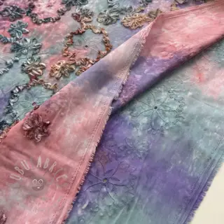 Puuvillakangas TIE DYE EMBROIDERY Eva tape design C