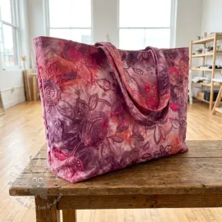 Puuvillakangas TIE DYE EMBROIDERY Flora design D