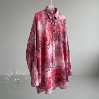 Puuvillakangas TIE DYE EMBROIDERY Flora design D